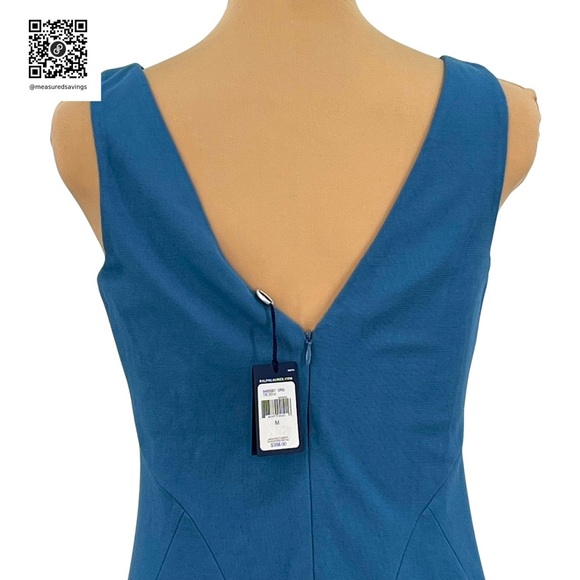 Ralph Lauren Blue Label (Medium NWT} - Blue V-Neck Fit & Flare Dress - Picture 10 of 16